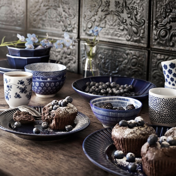 IKEA ENTUSIASM bowl, 4 ½ in, 4 pack Patterned / Blue, Ikea Ireland | 0781LNVXP