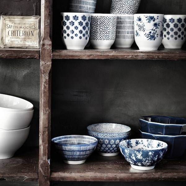 IKEA ENTUSIASM bowl, 4 ½ in, 4 pack Patterned / Blue, Ikea Ireland | 0781LNVXP