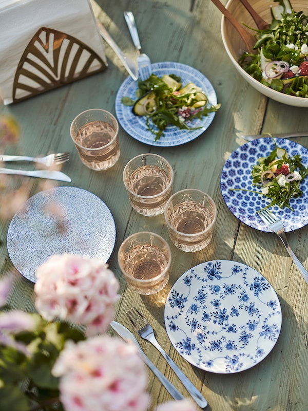IKEA ENTUSIASM side plate, 7 in, 4 pack Patterned / Blue, Ikea Ireland | 6435VOFAI