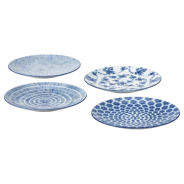 IKEA ENTUSIASM side plate, 7 in, 4 pack Patterned / Blue, Ikea Ireland | 6435VOFAI