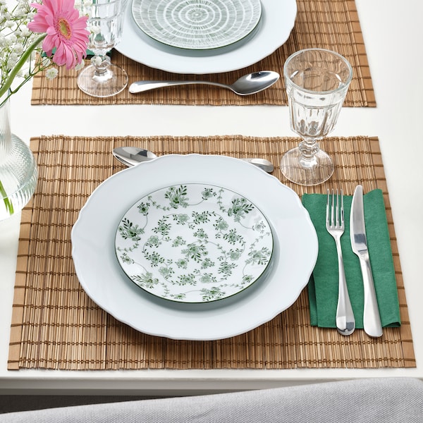 IKEA ENTUSIASM side plate, 7 in, 4 pack Patterned / Green, Ikea Ireland | 1958JBZES