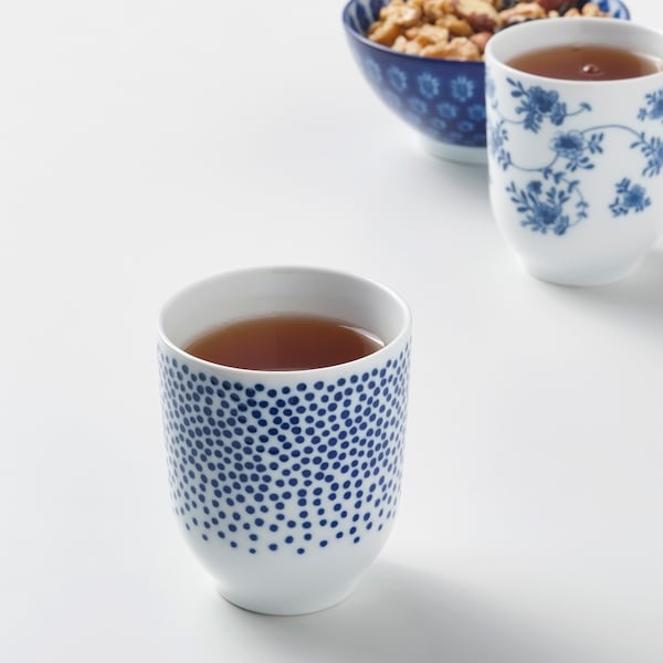 IKEA ENTUSIASM tumbler, 7 oz, 4 pack Patterned / Blue, Ikea Ireland | 6219XDHYO