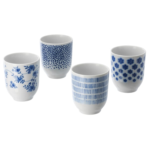 IKEA ENTUSIASM tumbler, 7 oz, 4 pack Patterned / Blue, Ikea Ireland | 6219XDHYO