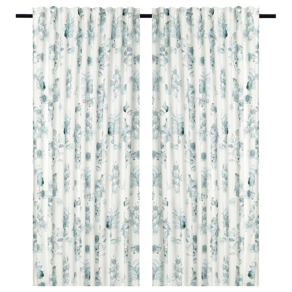 IKEA EVERESTBJÖRK curtains, 1 pair, floral pattern, 57x98 in, Ikea Ireland | 2654UJBKC
