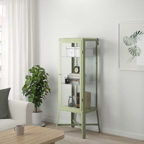 IKEA FABRIKÖR Glass-door cabinet, 22 1/2x59 in Pale Gray / Green, Ikea Ireland | 0251NHBKU