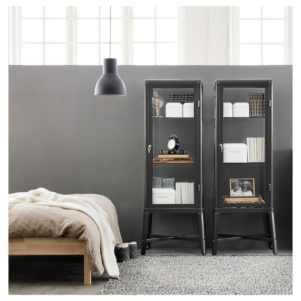 IKEA FABRIKÖR Glass-door cabinet, 22 1/2x59 in Dark Gray, Ikea Ireland | 5801LMIXR