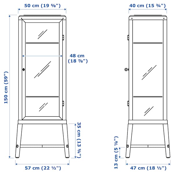 IKEA FABRIKÖR Glass-door cabinet, 22 1/2x59 in Dark Gray, Ikea Ireland | 5801LMIXR