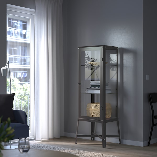 IKEA FABRIKÖR Glass-door cabinet, 22 1/2x59 in Dark Gray, Ikea Ireland | 5801LMIXR