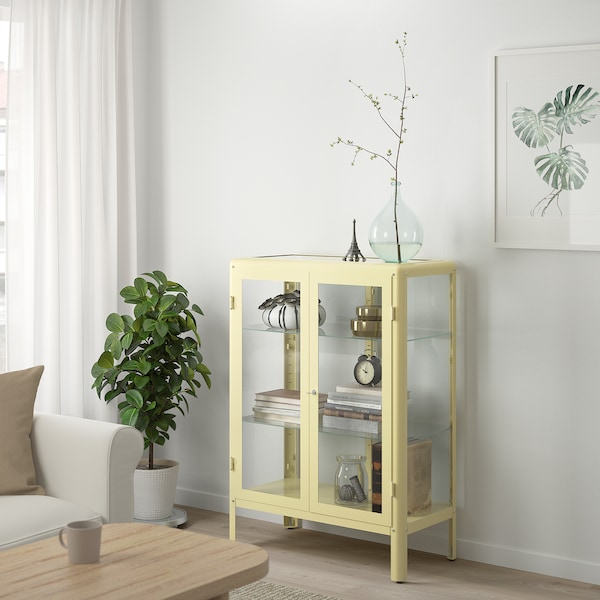 IKEA FABRIKÖR Glass-door cabinet, 31 7/8x44 1/2 in Light Yellow, Ikea Ireland | 9705BUHVN