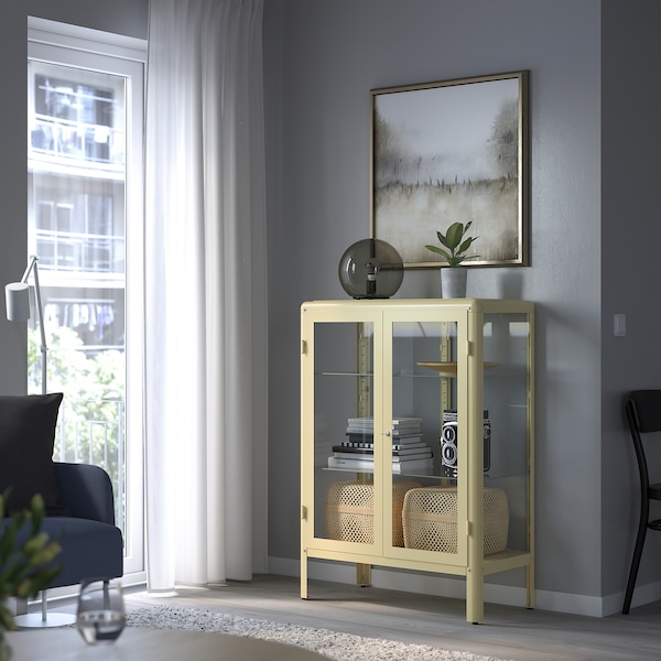 IKEA FABRIKÖR Glass-door cabinet, 31 7/8x44 1/2 in Light Yellow, Ikea Ireland | 9705BUHVN