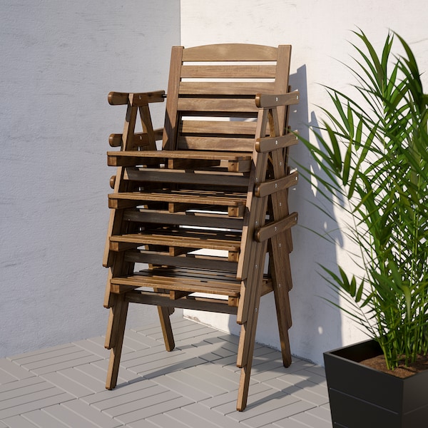 IKEA FALHOLMEN Armchair, outdoor, light brown stained gray-brown stained, Ikea Ireland | 7180WPLOI