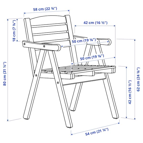 IKEA FALHOLMEN Armchair, outdoor, light brown stained gray-brown stained, Ikea Ireland | 7180WPLOI