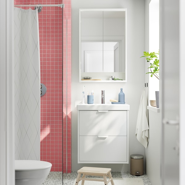 IKEA FAXÄLVEN mirror cabinet w built-in lighting, 24x6x37 in White, Ikea Ireland | 0382SJCXZ