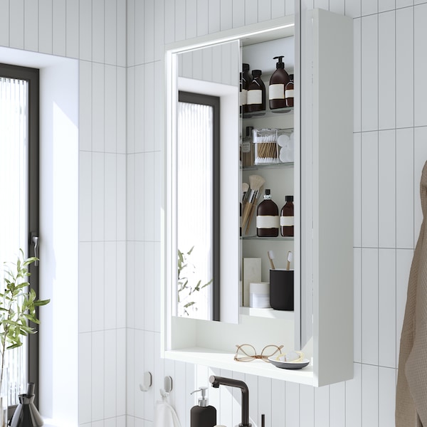 IKEA FAXÄLVEN mirror cabinet w built-in lighting, 24x6x37 in White, Ikea Ireland | 0382SJCXZ