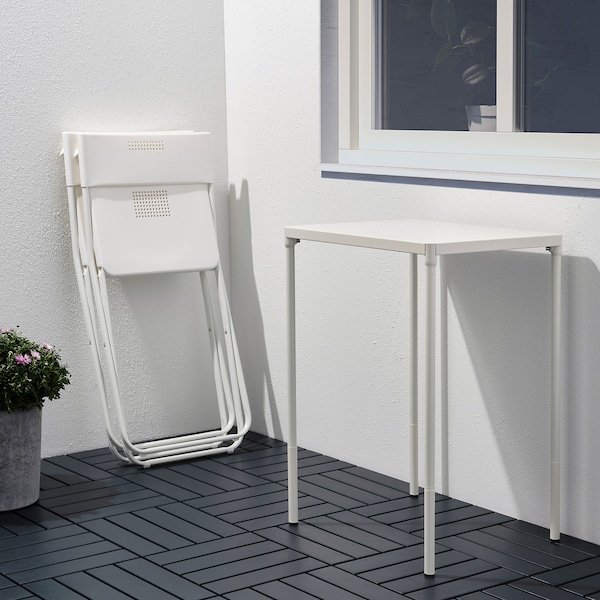 IKEA FEJAN table and 2 folding chairs, outdoor, white/white, Ikea Ireland | 1726IWCER