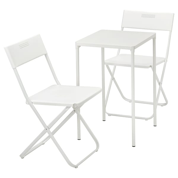 IKEA FEJAN table and 2 folding chairs, outdoor, white/white, Ikea Ireland | 1726IWCER