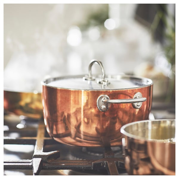 IKEA FINMAT pot with lid, copper/stainless steel, 3 qt, Ikea Ireland | 8073EWYOP