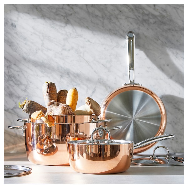 IKEA FINMAT pot with lid, copper/stainless steel, 3 qt, Ikea Ireland | 8073EWYOP