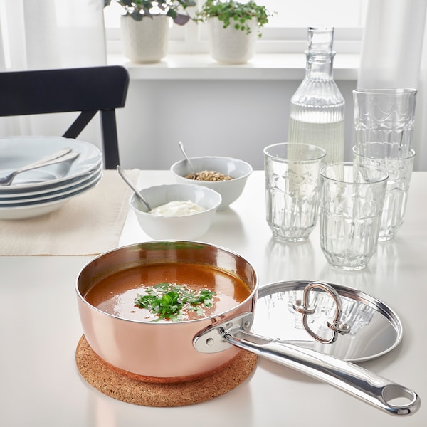 IKEA FINMAT saucepan with lid, copper/stainless steel, 2 qt, Ikea Ireland | 6423MEAYV