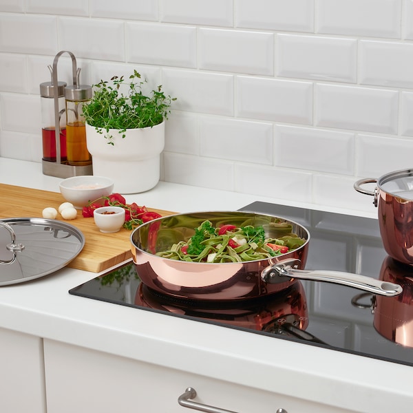 IKEA FINMAT sauté pan with lid, copper/stainless steel, 10 in, Ikea Ireland | 3408QFTPI