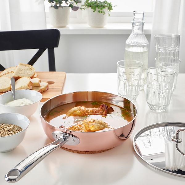 IKEA FINMAT sauté pan with lid, copper/stainless steel, 10 in, Ikea Ireland | 3408QFTPI