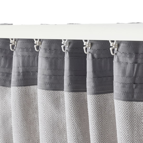 IKEA FJÄDERMOTT curtains, 1 pair, white/gray, 57x98 in, Ikea Ireland | 2780QEJDW