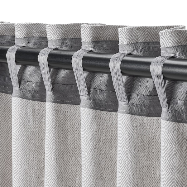 IKEA FJÄDERMOTT curtains, 1 pair, white/gray, 57x98 in, Ikea Ireland | 2780QEJDW