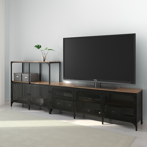 IKEA FJÄLLBO TV storage combination, black, 98 3/8x14 1/8x37 3/8 in, Ikea Ireland | 4169GSDKZ