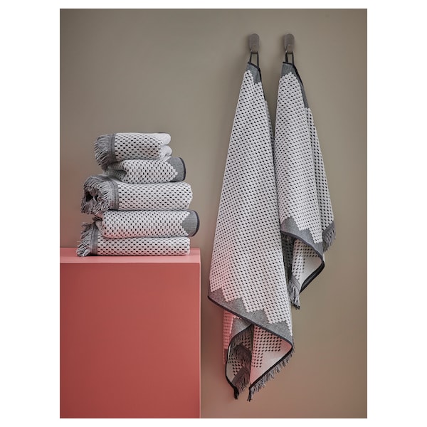 IKEA FJÄLLSTARR bath sheet, 39x59 in White / Gray, Ikea Ireland | 8756TPUFX