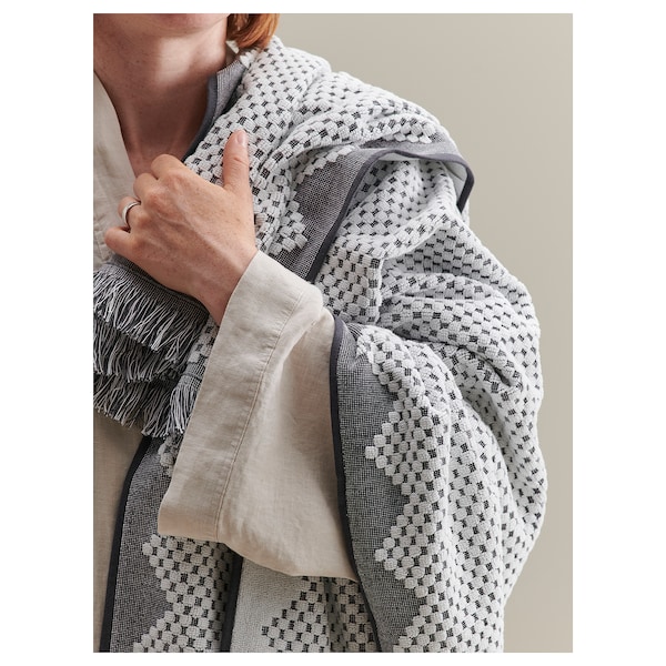 IKEA FJÄLLSTARR bath towel, 28x55 in White / Gray, Ikea Ireland | 5692JLMCK