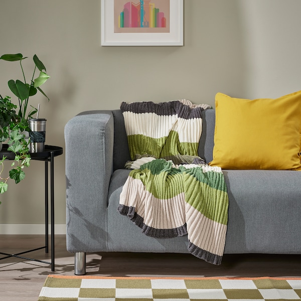 IKEA FJÄLLTRIFT throw, gray/green, 51x67 in, Ikea Ireland | 8012FCDXT