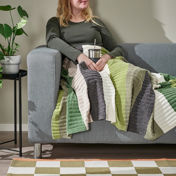 IKEA FJÄLLTRIFT throw, gray/green, 51x67 in, Ikea Ireland | 8012FCDXT