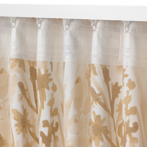 IKEA FLENTIMOTEJ curtains, 1 pair, light beige/floral pattern, 57x98 in, Ikea Ireland | 3967LHYMQ