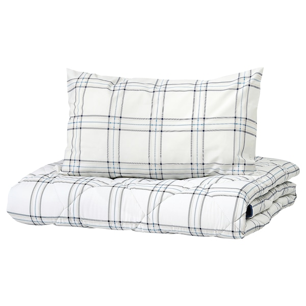 IKEA FÄLTNARV comforter and pillowcase(s), King Beige / Blue Check, Ikea Ireland | 7642RBOFC