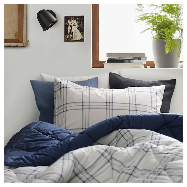 IKEA FÄLTNARV comforter and pillowcase(s), King Beige / Blue Check, Ikea Ireland | 7642RBOFC