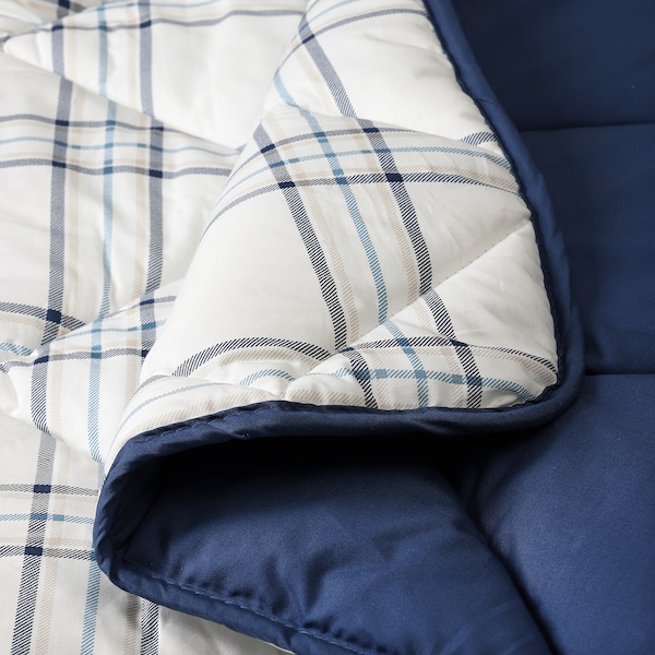 IKEA FÄLTNARV comforter and pillowcase(s), King Beige / Blue Check, Ikea Ireland | 7642RBOFC