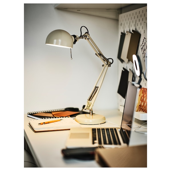 IKEA FORSÅ work lamp with LED bulb Beige, Ikea Ireland | 7094RBATC