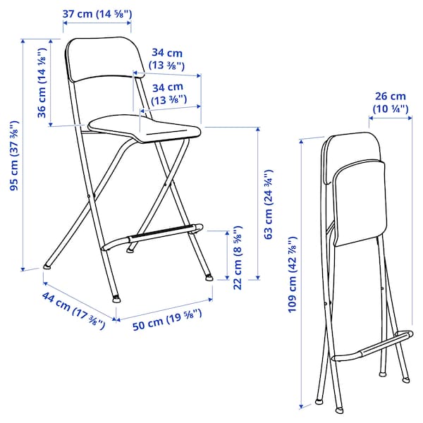 IKEA FRANKLIN Bar stool with backrest, foldable, black, black, Width: 19 5/8 in. Find it here!, Ikea Ireland | 6018MXICA