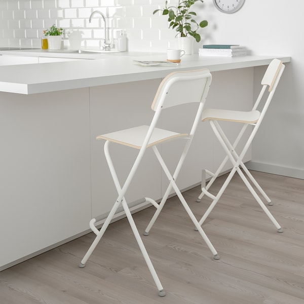 IKEA FRANKLIN bar stool with backrest, foldable, white/white, 24 3/4 in, Ikea Ireland | 1587UYZPS