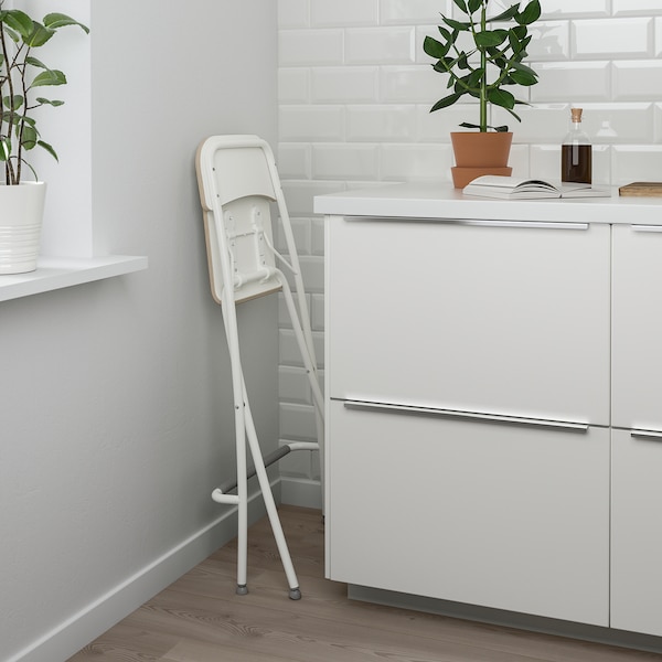 IKEA FRANKLIN bar stool with backrest, foldable, white/white, 24 3/4 in, Ikea Ireland | 1587UYZPS