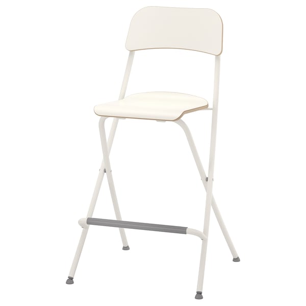 IKEA FRANKLIN bar stool with backrest, foldable, white/white, 24 3/4 in, Ikea Ireland | 1587UYZPS