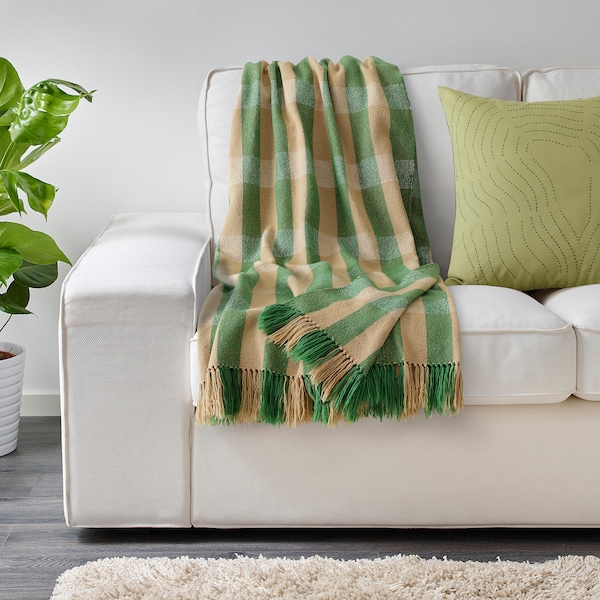 IKEA FRÖDD throw, green/stripe, 51x71 in, Ikea Ireland | 8192CWTGM