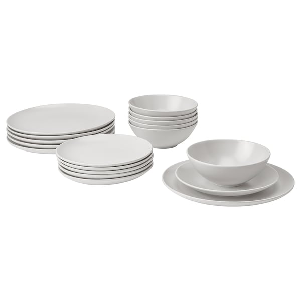 IKEA FÄRGKLAR 18-piece dinnerware set Matte Light Gray, Ikea Ireland | 3250KBCIA