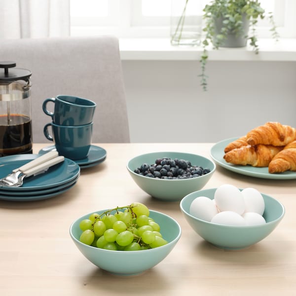 IKEA FÄRGKLAR 18-piece dinnerware set Matte Light Turquoise, Ikea Ireland | 7420HQDAR