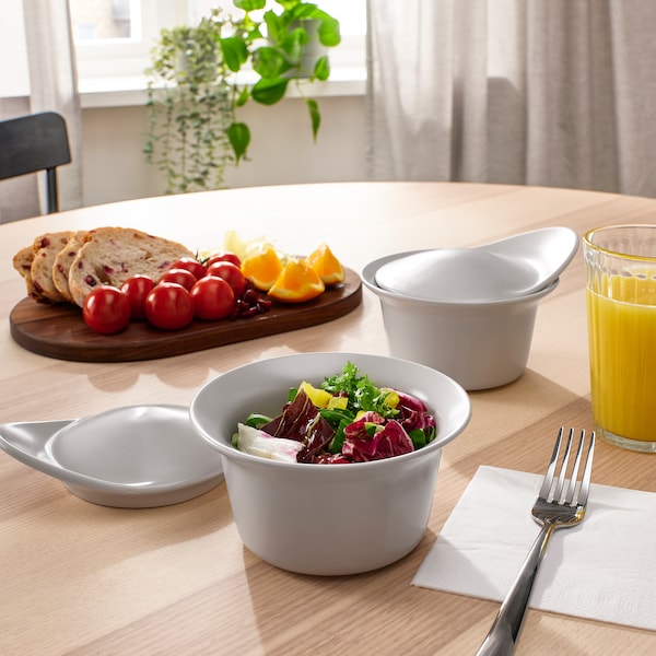 IKEA FÄRGKLAR baking/serving dish with lid, 6.8 oz, 2 pack Matte Light Gray, Ikea Ireland | 2083LCASG