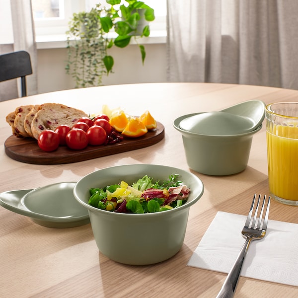 IKEA FÄRGKLAR baking/serving dish with lid, 6.8 oz, 2 pack Matte Light Green, Ikea Ireland | 6810GLHSP