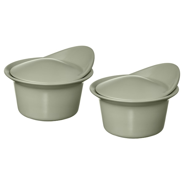 IKEA FÄRGKLAR baking/serving dish with lid, 6.8 oz, 2 pack Matte Light Green, Ikea Ireland | 6810GLHSP