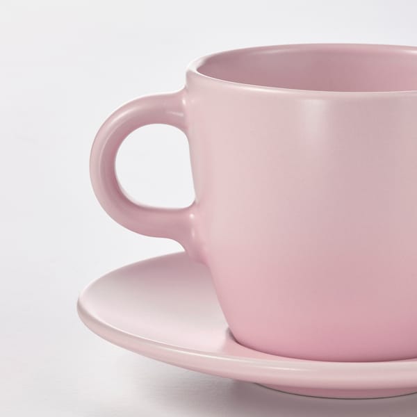 IKEA FÄRGKLAR cup and saucer, 8 oz, 4 pack Matte Light Pink, Ikea Ireland | 1570XYQGI