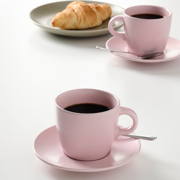 IKEA FÄRGKLAR cup and saucer, 8 oz, 4 pack Matte Light Pink, Ikea Ireland | 1570XYQGI