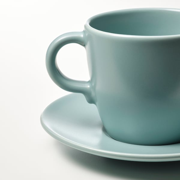 IKEA FÄRGKLAR cup and saucer, 8 oz, 4 pack Matte Light Turquoise, Ikea Ireland | 3546ESKNZ